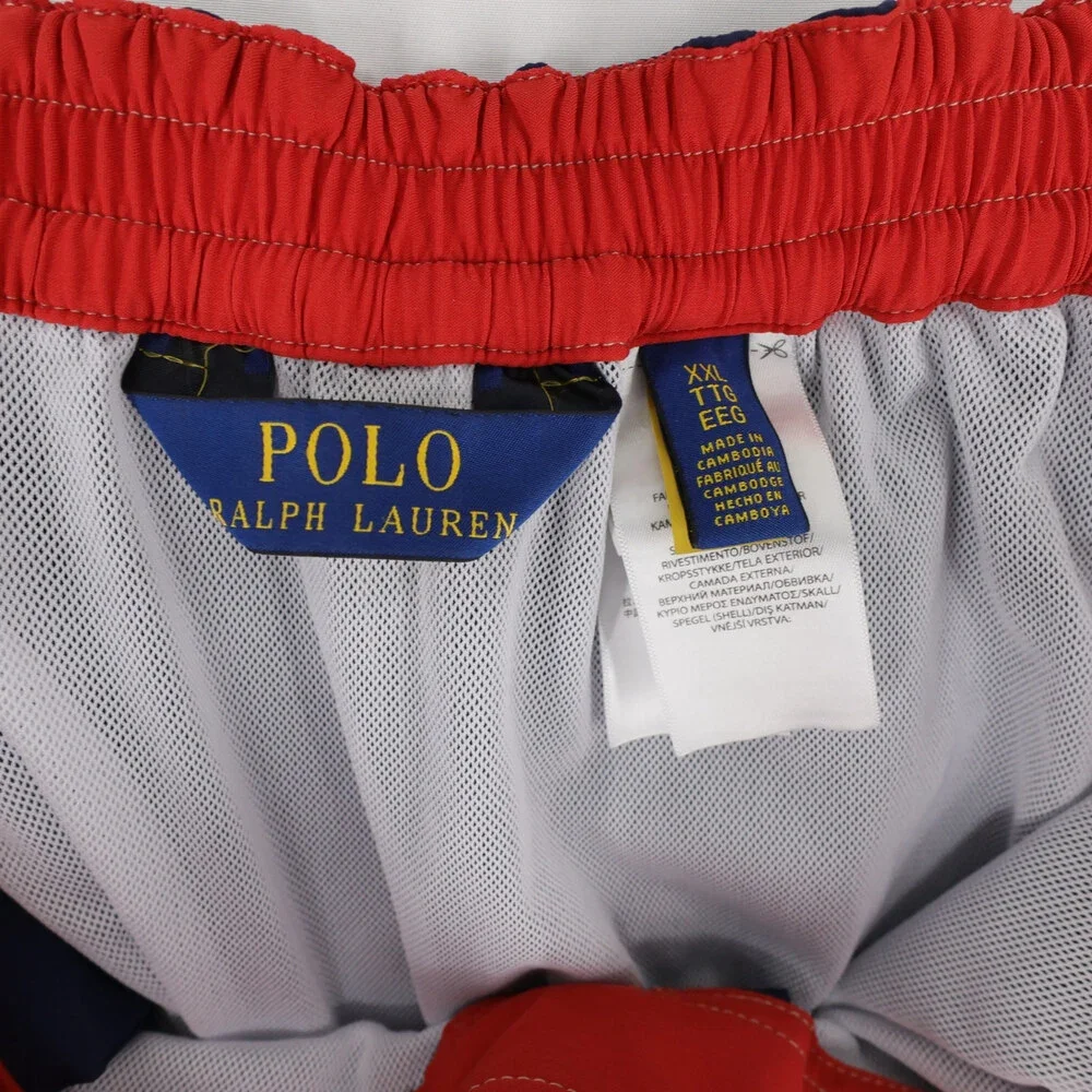 Polo Ralph Lauren Swim Trunks Mens XXL Blue Cargo Pocket Mesh Lined Pony